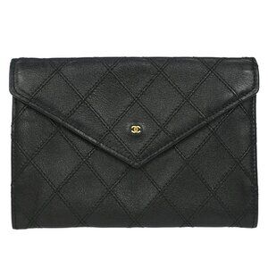 Chanel Black Lambskin Bicolore Wallet Coin Purse 125557
